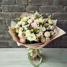 Букет цветов из:  Альстромерии, Розы и Хризантемы в Кашино