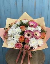 Букет цветов из:  Розы, Герберы и Хризантемы #REPLACE_PRED# Кашино