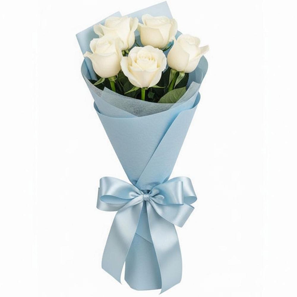Букет 5 Белых роз Проуд в Кашино