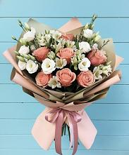Букет цветов из:  Розы, Альстромерии и Лизиантусы в Кашино