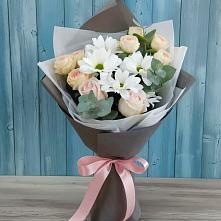 Букет цветов из:  Хризантемы и Розы #REPLACE_PRED# Кашино