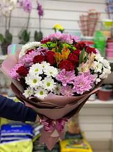 Букет цветов из:  Розы, Хризантемы и Альстромерии #REPLACE_PRED# Кашино
