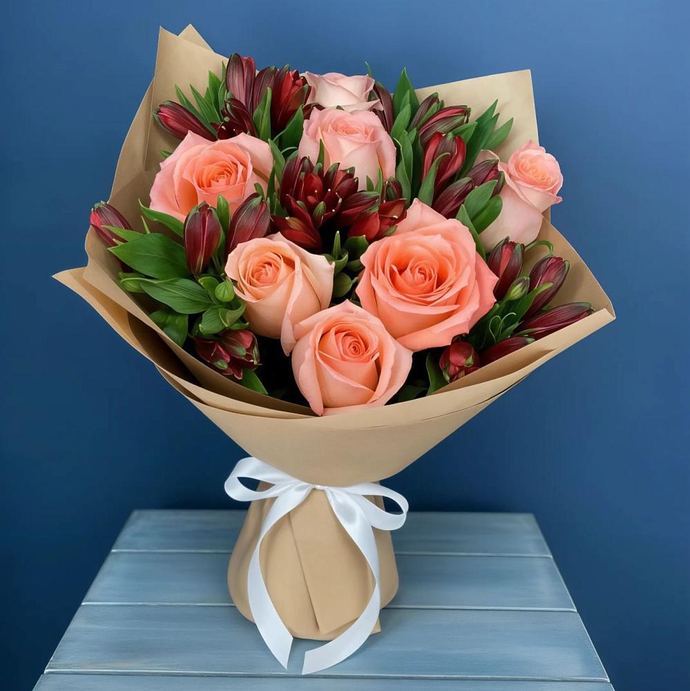 Букет цветов из: Розы и Альстромерии в Кашино