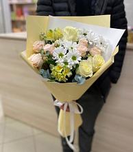 Букет цветов из:  Альстромерии, Розы и Хризантемы в Кашино