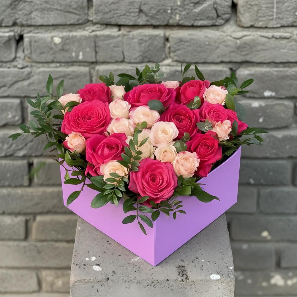 Цветочная композиция из Розы в коробке в Кашино