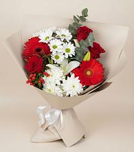 Букет цветов из:  Розы, Хризантемы, Герберы и Лилии #REPLACE_PRED# Кашино
