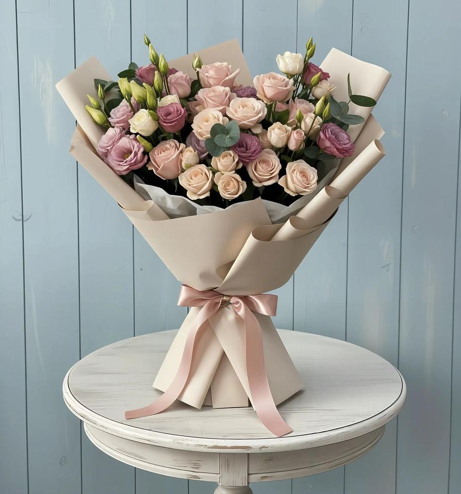 Букет цветов из: Розы и Лизиантусы в Кашино