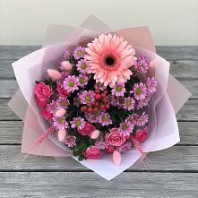 Букет цветов из:  Розы, Герберы и Хризантемы в Кашино