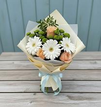 Букет цветов из:  Герберы, Розы и Хризантемы в Кашино