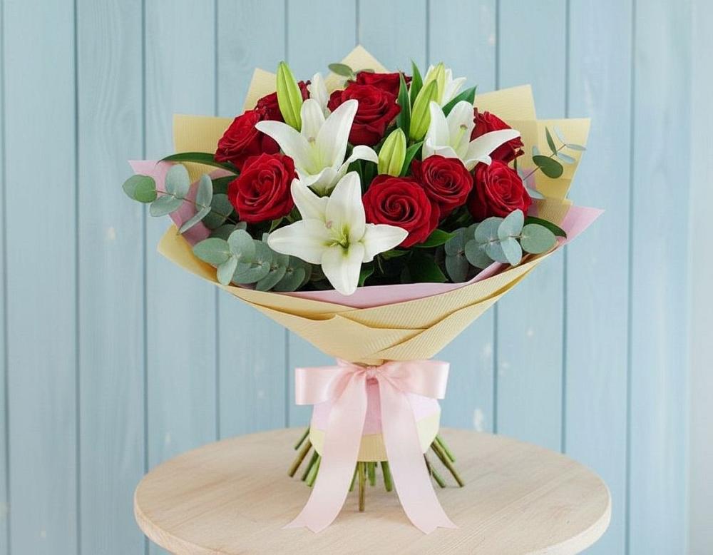 Букет цветов из: Лилии и Розы в Кашино